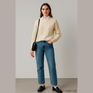Vintage 90's Wool Ralphcore Cream Cable Knit Neutral Sweater Size M